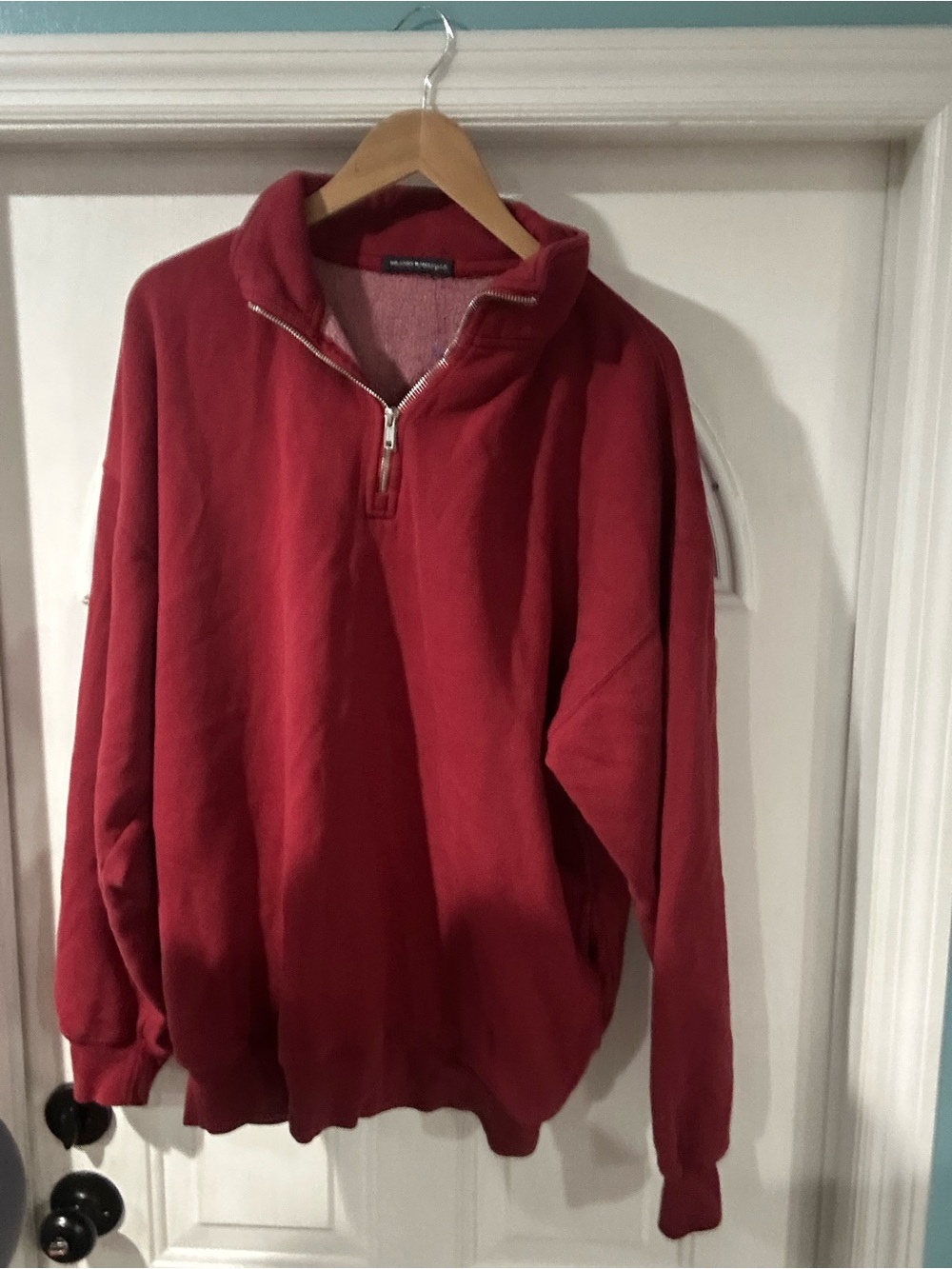 Brandy Melville Burgundy Quarter Zip Oversized Sweatshirt